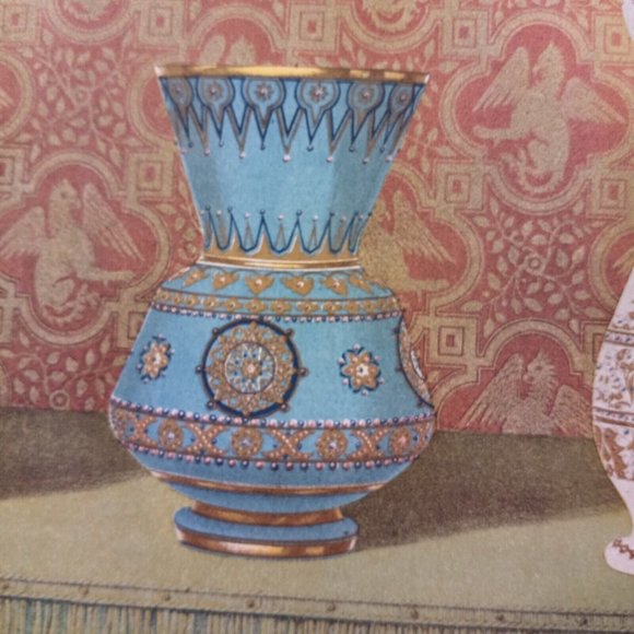 Vintage lithograph Print Enameled Glass Vases. Russia - Picture 2 of 9